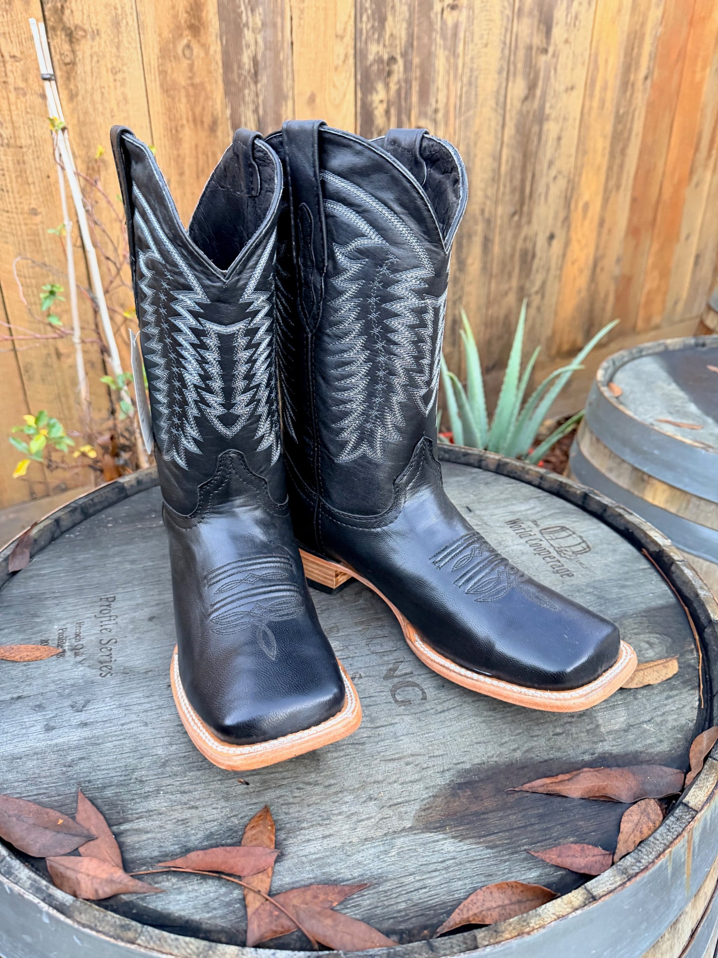 P Black Leather Boots