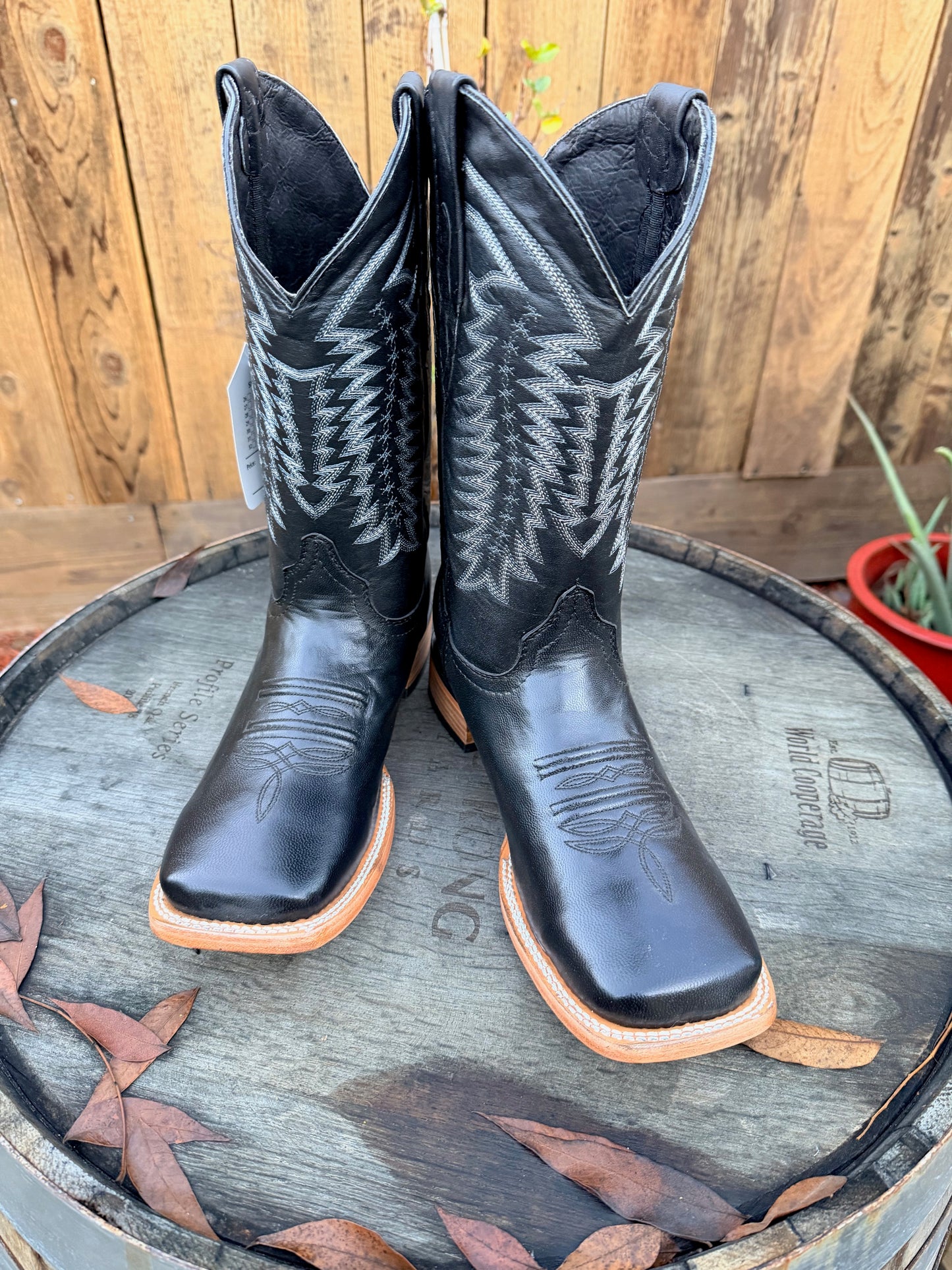 P Black Leather Boots